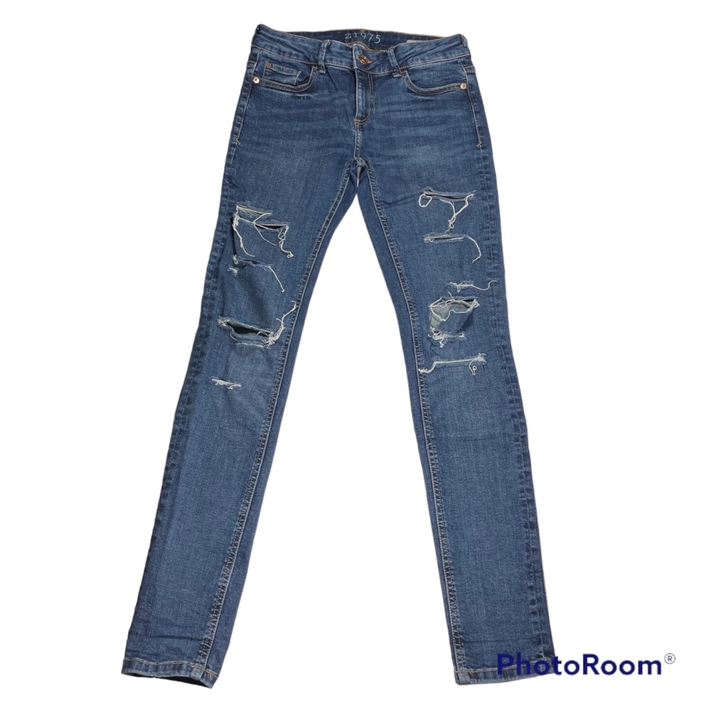 Zara low rise skinny 5 pocket distressed jean Size 4